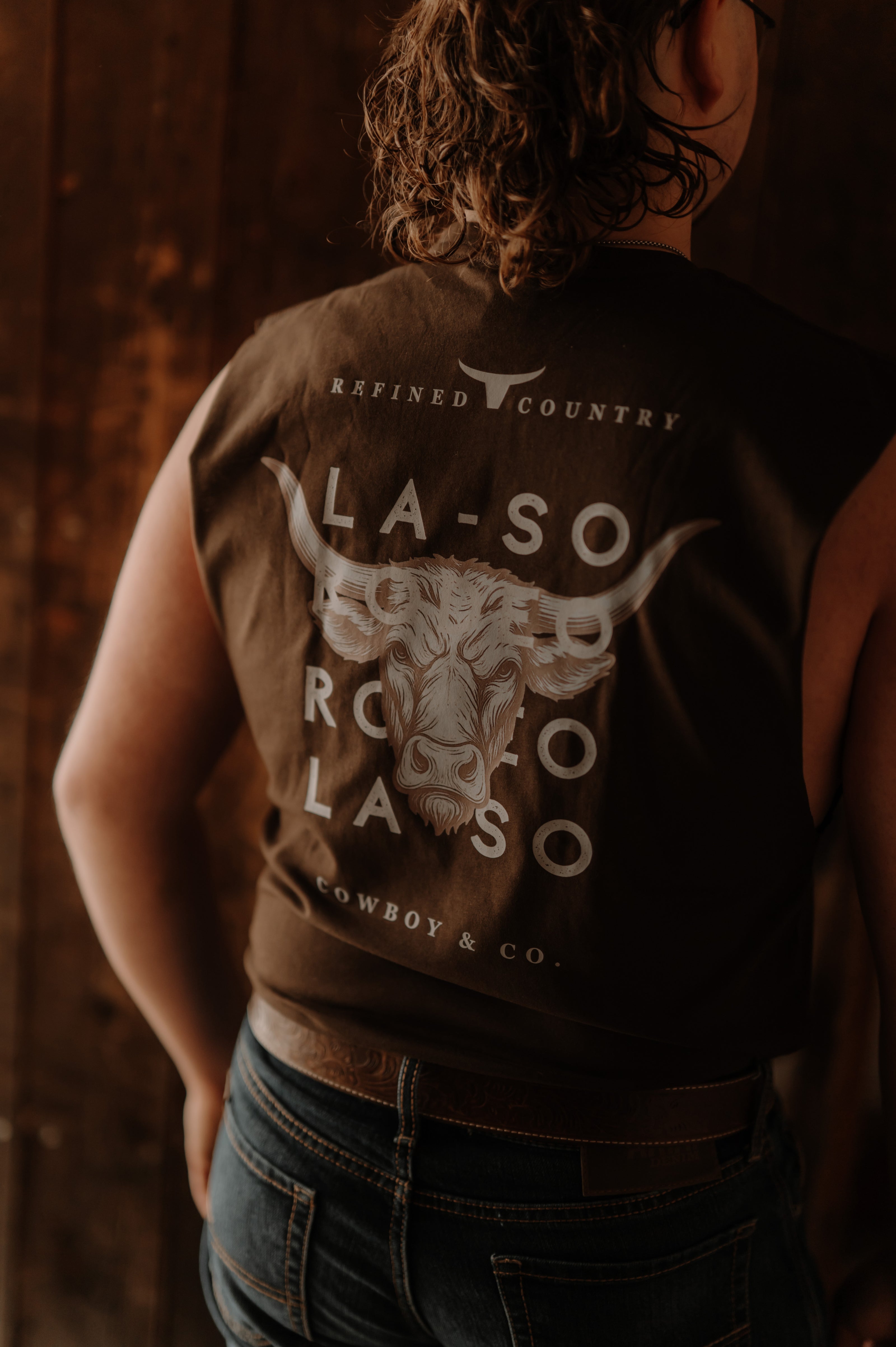 Camisole brune La-So rodeo vue dos
