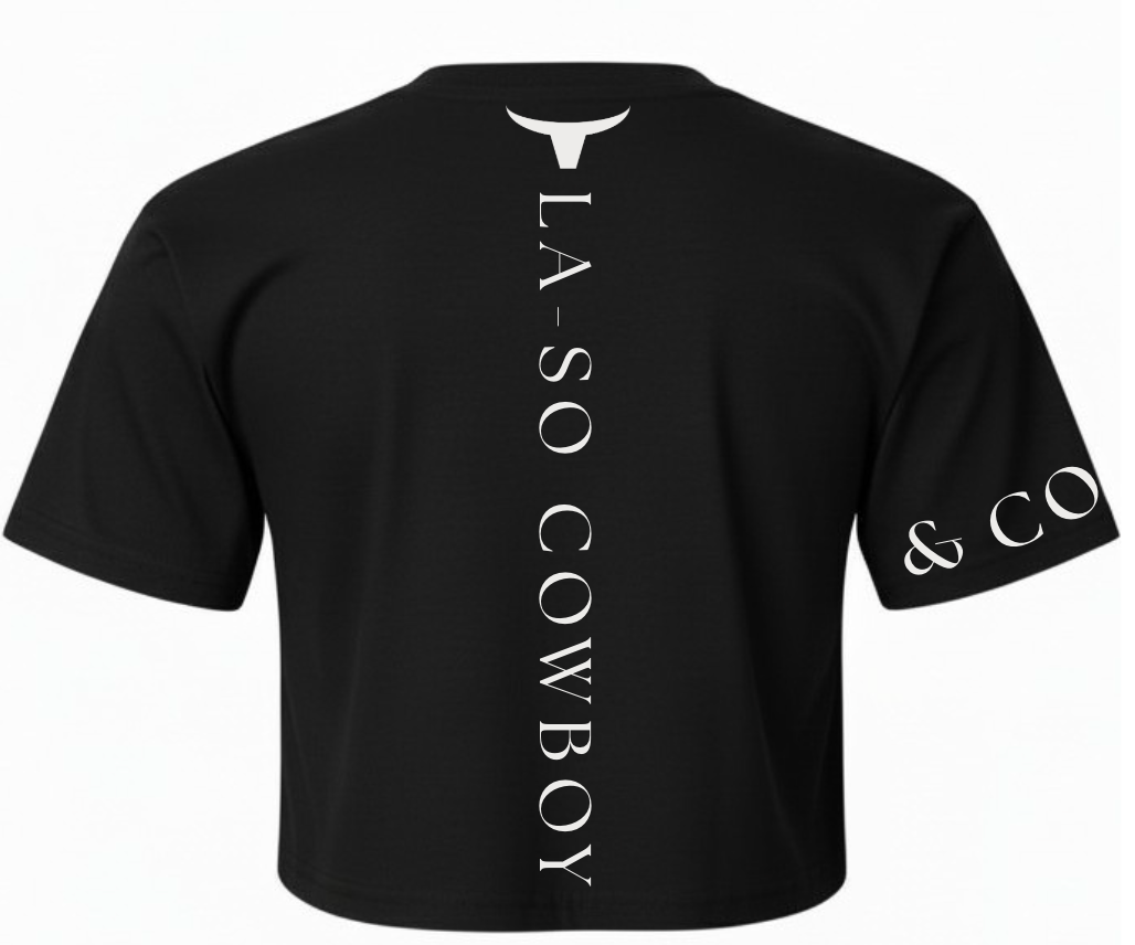 T-Shirt noir crop La-so derrière