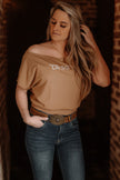 T-shirt epaule denudee Camel avue vant