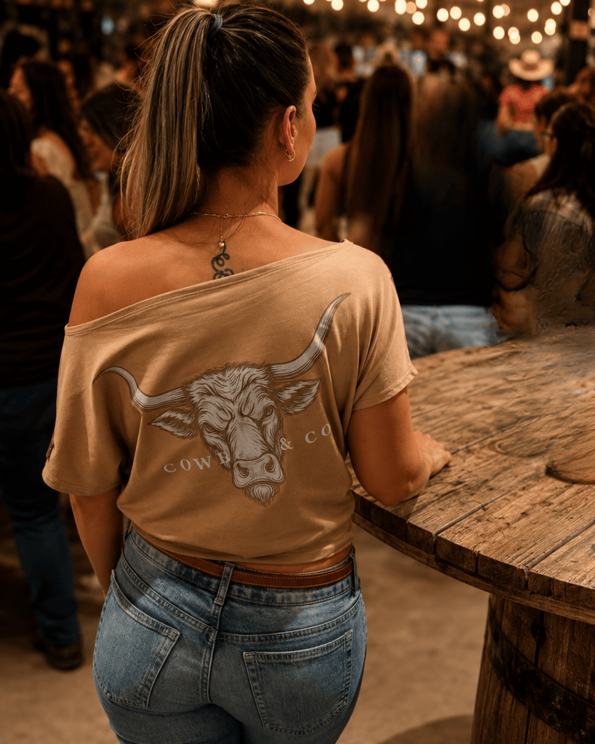 T-shirt épaule dénudée Camel vue dos