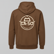 Hoodie Le Rancher couleur brun, de derrière avec le logo emblématique de La-So impression pleine grosseur.