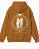 Hoodie caramel au dos le logo Le Duo C&C deux silhouettes — un cowboy et une cowgirl encadrées par deux têtes de longhorn stylisées et le texte “COWBOY & CO – REFINED COUNTRY