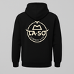 Hoodie Le Rancher couleur noir, de derrière avec le logo emblématique de La-So impression pleine grosseur.