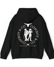 Hoodie noir au dos le logo Le Duo C&C deux silhouettes — un cowboy et une cowgirl encadrées par deux têtes de longhorn stylisées et le texte “COWBOY & CO – REFINED COUNTRY