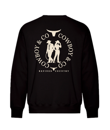 crew neck noir, manche longue, avec logo Le Duo C&C pleine largeur au dos